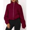 imagePRETTYGARDEN Womens 2025 Winter Fleece Jacket Trendy Long Sleeve Zip Up Cropped Warm Sherpa Coat Fall Fashion Workout ClothesBurgundy