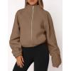 imagePRETTYGARDEN Womens 2025 Winter Fleece Jacket Trendy Long Sleeve Zip Up Cropped Warm Sherpa Coat Fall Fashion Workout ClothesKhaki