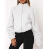 imagePRETTYGARDEN Womens 2025 Winter Fleece Jacket Trendy Long Sleeve Zip Up Cropped Warm Sherpa Coat Fall Fashion Workout ClothesWhite