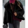 imagePRETTYGARDEN Womens Winter Coats 2025 Trendy Long Sleeve Furry Faux Fur Jackets Button Lapel Warm Fall Outwear with PocketsBlack