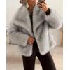 imagePRETTYGARDEN Womens Winter Coats 2025 Trendy Long Sleeve Furry Faux Fur Jackets Button Lapel Warm Fall Outwear with PocketsBlack Apricot