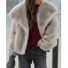 imagePRETTYGARDEN Womens Winter Coats 2025 Trendy Long Sleeve Furry Faux Fur Jackets Button Lapel Warm Fall Outwear with PocketsBlack Apricot
