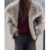 imagePRETTYGARDEN Womens Winter Coats 2025 Trendy Long Sleeve Furry Faux Fur Jackets Button Lapel Warm Fall Outwear with PocketsBlack Apricot