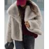 imagePRETTYGARDEN Womens Winter Coats 2025 Trendy Long Sleeve Furry Faux Fur Jackets Button Lapel Warm Fall Outwear with PocketsBlack Apricot