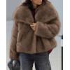 imagePRETTYGARDEN Womens Winter Coats 2025 Trendy Long Sleeve Furry Faux Fur Jackets Button Lapel Warm Fall Outwear with PocketsBlack Khaki
