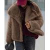 imagePRETTYGARDEN Womens Winter Coats 2025 Trendy Long Sleeve Furry Faux Fur Jackets Button Lapel Warm Fall Outwear with PocketsBlack Khaki
