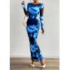 imagePRETTYGARDEN Bodycon Maxi Dress 2025 Fall Floral Long Sleeve Sexy Mesh Cocktail Wedding Guest Long DressesBlack Blue Flower