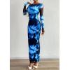 imagePRETTYGARDEN Bodycon Maxi Dress 2025 Fall Floral Long Sleeve Sexy Mesh Cocktail Wedding Guest Long DressesBlack Blue Flower