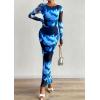 imagePRETTYGARDEN Bodycon Maxi Dress 2025 Fall Floral Long Sleeve Sexy Mesh Cocktail Wedding Guest Long DressesBlack Blue Flower