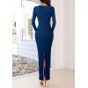 imagePRETTYGARDEN Bodycon Maxi Dress 2025 Fall Floral Long Sleeve Sexy Mesh Cocktail Wedding Guest Long DressesBlue