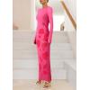 imagePRETTYGARDEN Bodycon Maxi Dress 2025 Fall Floral Long Sleeve Sexy Mesh Cocktail Wedding Guest Long DressesPink