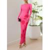 imagePRETTYGARDEN Bodycon Maxi Dress 2025 Fall Floral Long Sleeve Sexy Mesh Cocktail Wedding Guest Long DressesPink