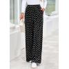 imagePRETTYGARDEN Casual Womens Pants 2025 Elastic Waist Palazzo Long Stretchy Wide Leg Trousers Knit Fall Outfits with PocketsDot Black White