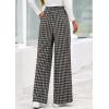 imagePRETTYGARDEN Casual Womens Pants 2025 Elastic Waist Palazzo Long Stretchy Wide Leg Trousers Knit Fall Outfits with PocketsPlaid Black Apricot