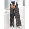 imagePRETTYGARDEN Casual Womens Pants 2025 Elastic Waist Palazzo Long Stretchy Wide Leg Trousers Knit Fall Outfits with PocketsPlaid Black Apricot