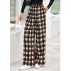 imagePRETTYGARDEN Casual Womens Pants 2025 Elastic Waist Palazzo Long Stretchy Wide Leg Trousers Knit Fall Outfits with PocketsPlaid Brown