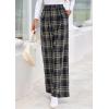 imagePRETTYGARDEN Casual Womens Pants 2025 Elastic Waist Palazzo Long Stretchy Wide Leg Trousers Knit Fall Outfits with PocketsPlaid Navy