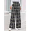 imagePRETTYGARDEN Casual Womens Pants 2025 Elastic Waist Palazzo Long Stretchy Wide Leg Trousers Knit Fall Outfits with PocketsPlaid Navy