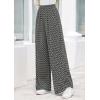imagePRETTYGARDEN Casual Womens Pants 2025 Elastic Waist Palazzo Long Stretchy Wide Leg Trousers Knit Fall Outfits with PocketsStriped Black
