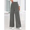 imagePRETTYGARDEN Casual Womens Pants 2025 Elastic Waist Palazzo Long Stretchy Wide Leg Trousers Knit Fall Outfits with PocketsStriped Black