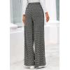 imagePRETTYGARDEN Casual Womens Pants 2025 Elastic Waist Palazzo Long Stretchy Wide Leg Trousers Knit Fall Outfits with PocketsStriped Black