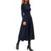 imagePRETTYGARDEN Cocktail Dresses for Women 2025 Elegant Classy Fall Long Sleeve Midi Swing A Line Flowy Modest Party DressDark Blue