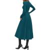 imagePRETTYGARDEN Cocktail Dresses for Women 2025 Elegant Classy Fall Long Sleeve Midi Swing A Line Flowy Modest Party DressDark Cyan