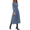 imagePRETTYGARDEN Cocktail Dresses for Women 2025 Elegant Classy Fall Long Sleeve Midi Swing A Line Flowy Modest Party DressDusty Blue