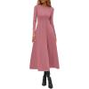 imagePRETTYGARDEN Cocktail Dresses for Women 2025 Elegant Classy Fall Long Sleeve Midi Swing A Line Flowy Modest Party DressPink