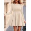 imagePRETTYGARDEN Cocktail Dresses for Women Elegant Classy 2025 Fall A Line Long Sleeve Homecoming Graduation Party Mini DressBeige