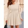imagePRETTYGARDEN Cocktail Dresses for Women Elegant Classy 2025 Fall A Line Long Sleeve Homecoming Graduation Party Mini DressBeige