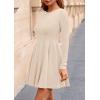 imagePRETTYGARDEN Cocktail Dresses for Women Elegant Classy 2025 Fall A Line Long Sleeve Homecoming Graduation Party Mini DressBeige