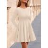 imagePRETTYGARDEN Cocktail Dresses for Women Elegant Classy 2025 Fall A Line Long Sleeve Homecoming Graduation Party Mini DressBeige