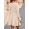 imagePRETTYGARDEN Cocktail Dresses for Women Elegant Classy 2025 Fall A Line Long Sleeve Homecoming Graduation Party Mini DressBeige