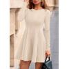 imagePRETTYGARDEN Cocktail Dresses for Women Elegant Classy 2025 Fall A Line Long Sleeve Homecoming Graduation Party Mini DressBeige