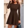 imagePRETTYGARDEN Cocktail Dresses for Women Elegant Classy 2025 Fall A Line Long Sleeve Homecoming Graduation Party Mini DressBrown