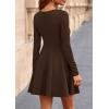 imagePRETTYGARDEN Cocktail Dresses for Women Elegant Classy 2025 Fall A Line Long Sleeve Homecoming Graduation Party Mini DressBrown