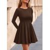imagePRETTYGARDEN Cocktail Dresses for Women Elegant Classy 2025 Fall A Line Long Sleeve Homecoming Graduation Party Mini DressBrown