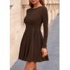imagePRETTYGARDEN Cocktail Dresses for Women Elegant Classy 2025 Fall A Line Long Sleeve Homecoming Graduation Party Mini DressBrown