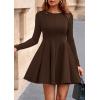 imagePRETTYGARDEN Cocktail Dresses for Women Elegant Classy 2025 Fall A Line Long Sleeve Homecoming Graduation Party Mini DressBrown