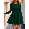 imagePRETTYGARDEN Cocktail Dresses for Women Elegant Classy 2025 Fall A Line Long Sleeve Homecoming Graduation Party Mini DressDark Green