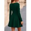 imagePRETTYGARDEN Cocktail Dresses for Women Elegant Classy 2025 Fall A Line Long Sleeve Homecoming Graduation Party Mini DressDark Green