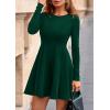 imagePRETTYGARDEN Cocktail Dresses for Women Elegant Classy 2025 Fall A Line Long Sleeve Homecoming Graduation Party Mini DressDark Green