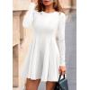 imagePRETTYGARDEN Cocktail Dresses for Women Elegant Classy 2025 Fall A Line Long Sleeve Homecoming Graduation Party Mini DressWhite