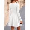 imagePRETTYGARDEN Cocktail Dresses for Women Elegant Classy 2025 Fall A Line Long Sleeve Homecoming Graduation Party Mini DressWhite