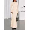imagePRETTYGARDEN Fall Dresses for Women 2025 Long Sleeve Bodycon Mock Neck Ruched Maxi Formal Cocktail Wedding Guest DressApricot