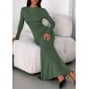 imagePRETTYGARDEN Fall Dresses for Women 2025 Long Sleeve Bodycon Mock Neck Ruched Maxi Formal Cocktail Wedding Guest DressArmy Green