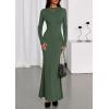 imagePRETTYGARDEN Fall Dresses for Women 2025 Long Sleeve Bodycon Mock Neck Ruched Maxi Formal Cocktail Wedding Guest DressArmy Green