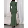 imagePRETTYGARDEN Fall Dresses for Women 2025 Long Sleeve Bodycon Mock Neck Ruched Maxi Formal Cocktail Wedding Guest DressArmy Green