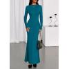 imagePRETTYGARDEN Fall Dresses for Women 2025 Long Sleeve Bodycon Mock Neck Ruched Maxi Formal Cocktail Wedding Guest DressBlue Green